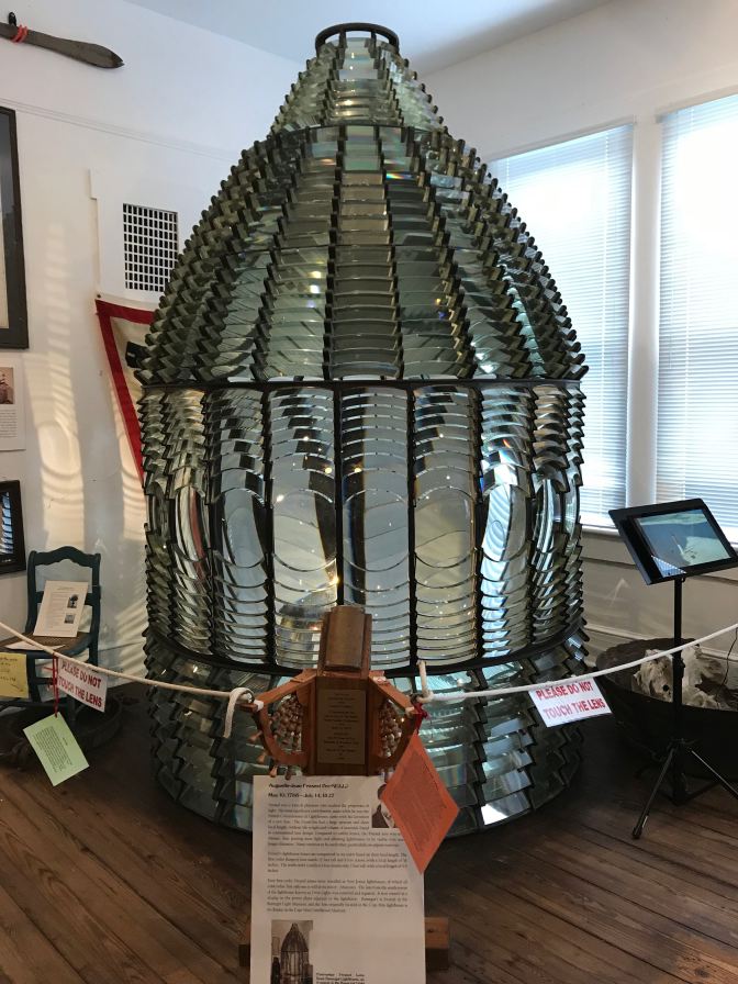 Fresnel lens on display in museum.
