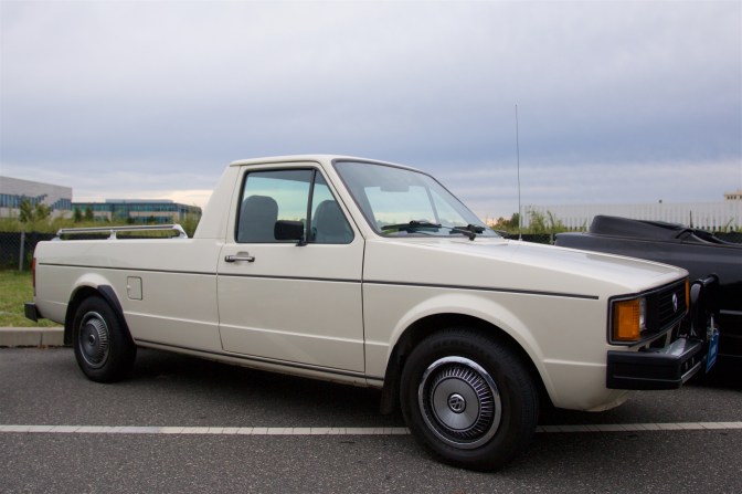 White Volkswagen Rabbit Pickup.