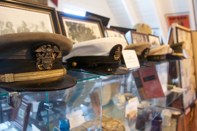 Exhibit of military equipment from Life Saving Station.