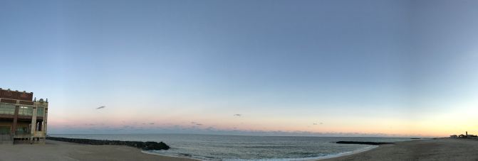 Asbury Park beach. A part of convention hall is visible on the left.