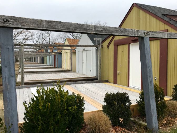 Series of small wooden houses.