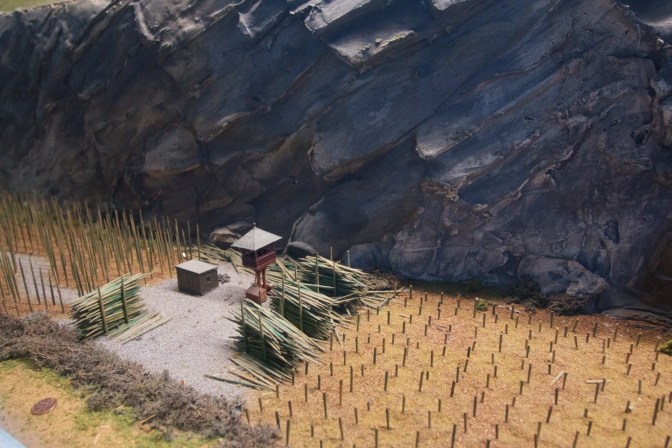 Diorama of the world's largest toothpick farm.