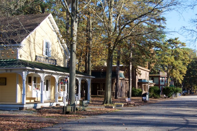 Row of stores and shops on the main thoroughfare of Wheaton Arts.