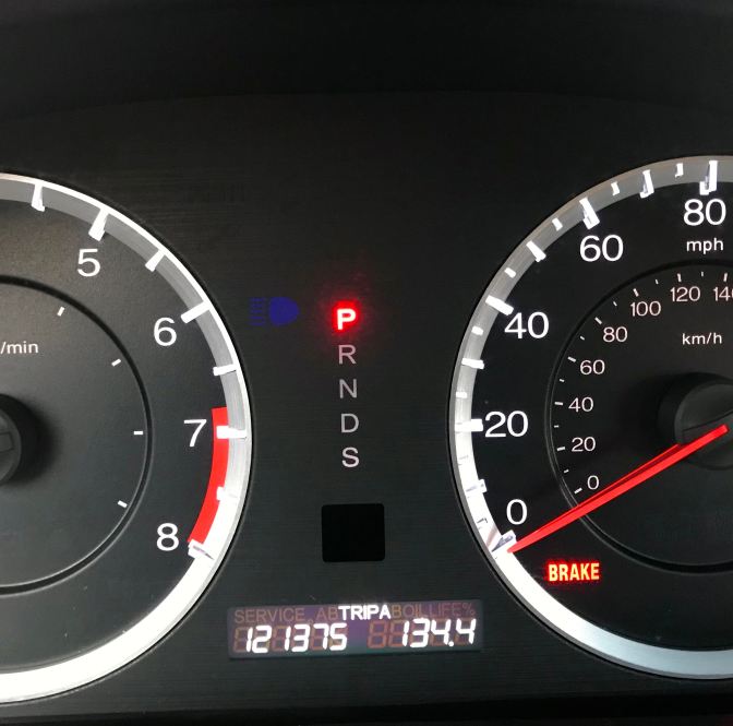 Car odometer reading 121375 TRIP A 134.4