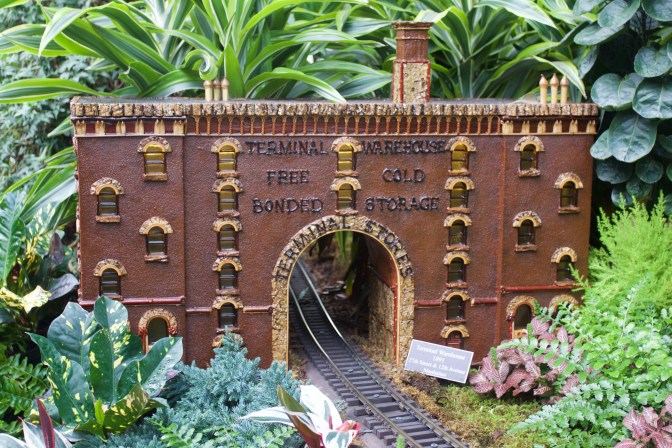 Model of Terminal Warehouse. Lettering says TERMINAL WAREHOUSE FREE OLD BONDED STORAGE