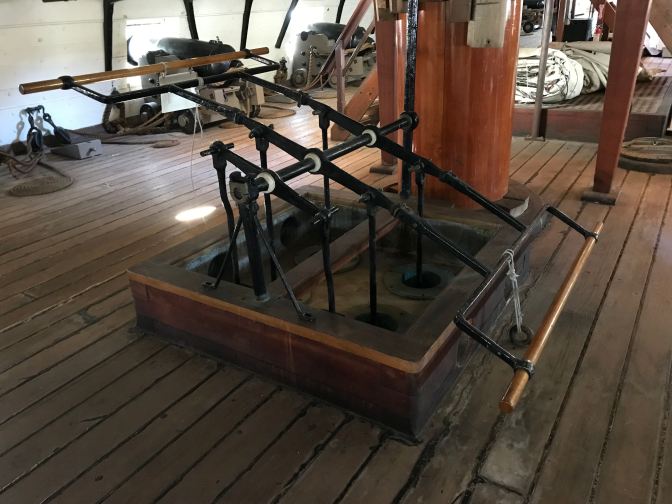 Bilge pump in the center of the deck.