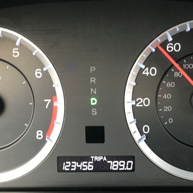 Car odometer reading 123456 TRIP A 789.0