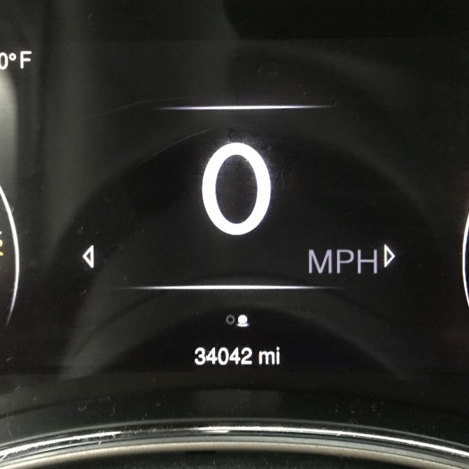 Jeep odometer reading 34042 mi, 0 MPH.