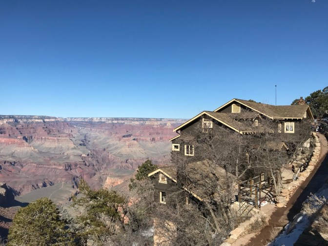 Exterior of Kolb Studio, with the Canyon in the background.