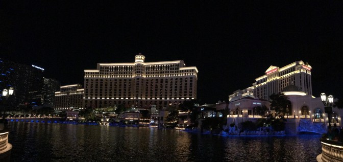 Panorama of Bellagio with Caesar's Palace on the right.
