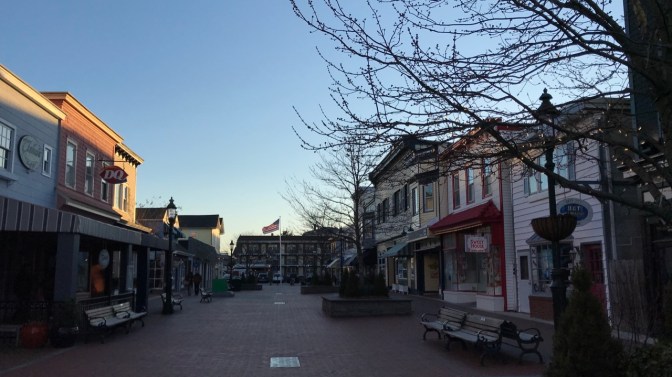 View of the Washington Street Mall near sunset.