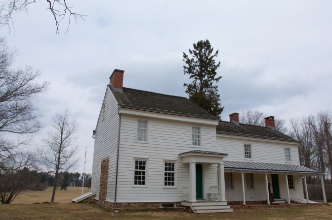 Exterior of Clarke House, a white two story home.