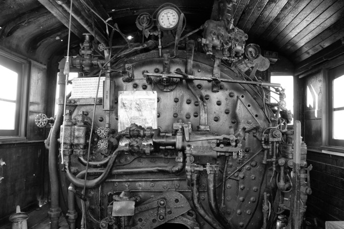 Interior and engine of #1455 steam locomotive.