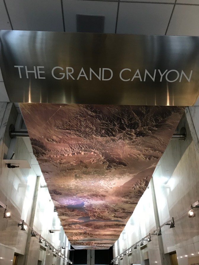 Three-dimensional map of The Grand Canyon and surrounding region.