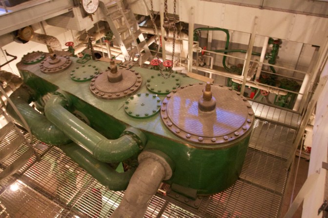 Engine room (including engine) of the buoy tender Oak.