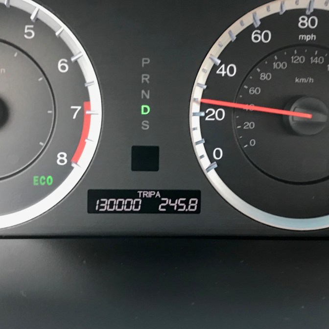 Car odometer reading 130000 TRIP A 245.8