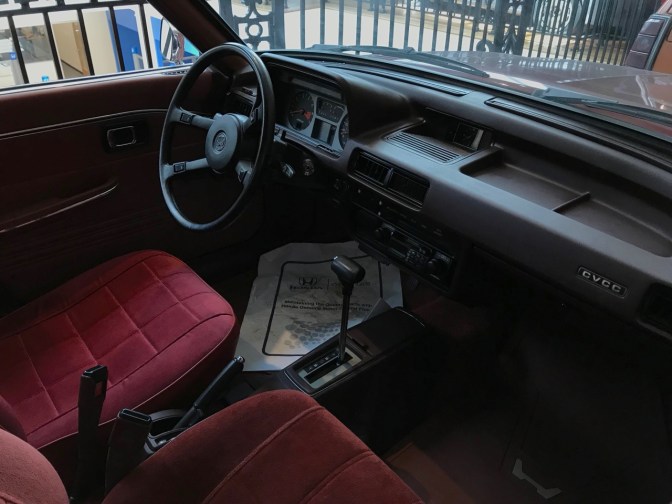 Interior of 1st generation Honda Accord.