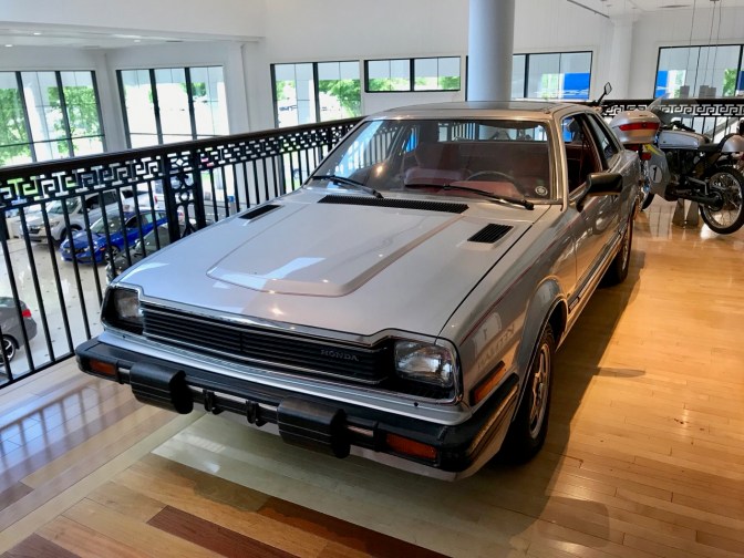 Silver first-generation Honda Prelude.