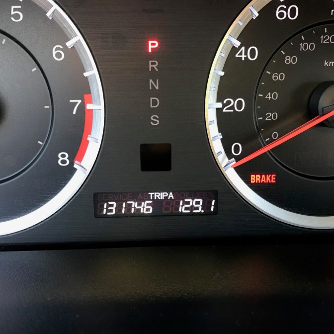 Car odometer that reads 131746 TRIP A 129.1