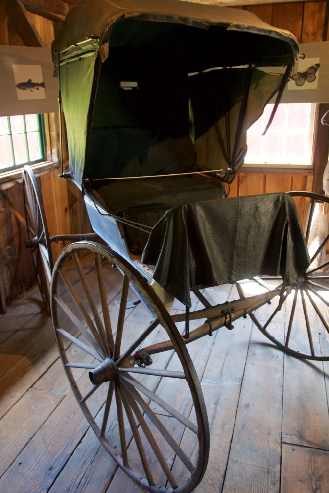 Two seat horse-drawn carriage.