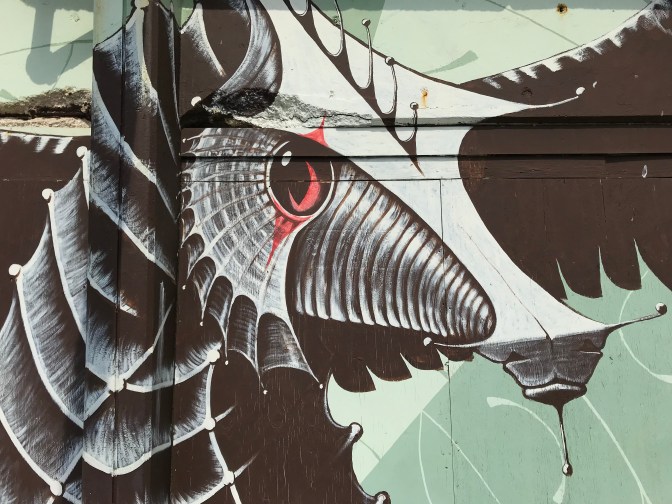 Wall mural of seahorse in black and white.