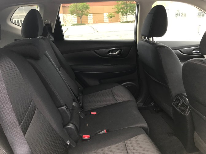 Rear seat of Nissan Rogue.