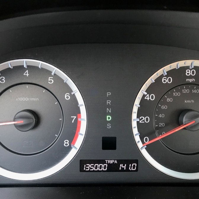 Car odometer reading 135000 TRIP A 141.0