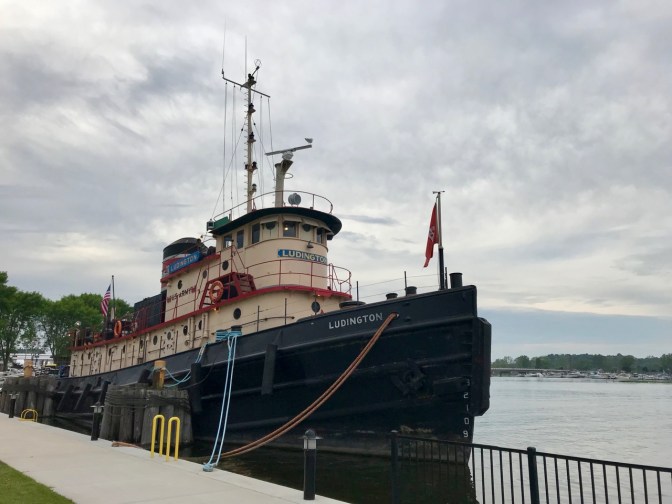 Tug boat Ludington tied at dock.