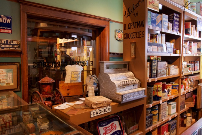 Recreation of turn of the century grocery store.