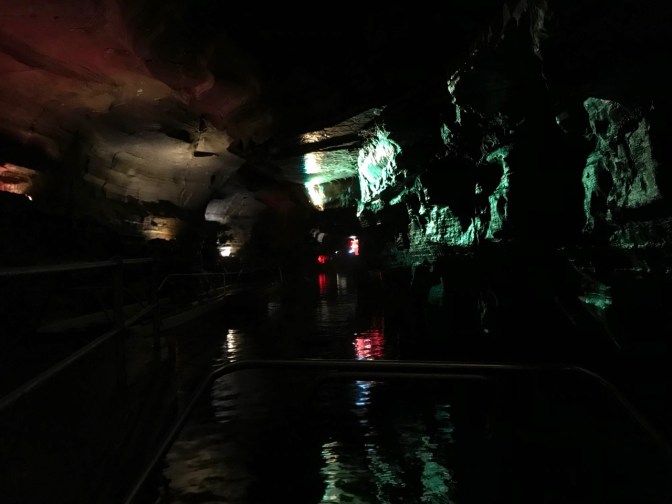 View of Lake Venus, an underwater lake, from inside of boat.
