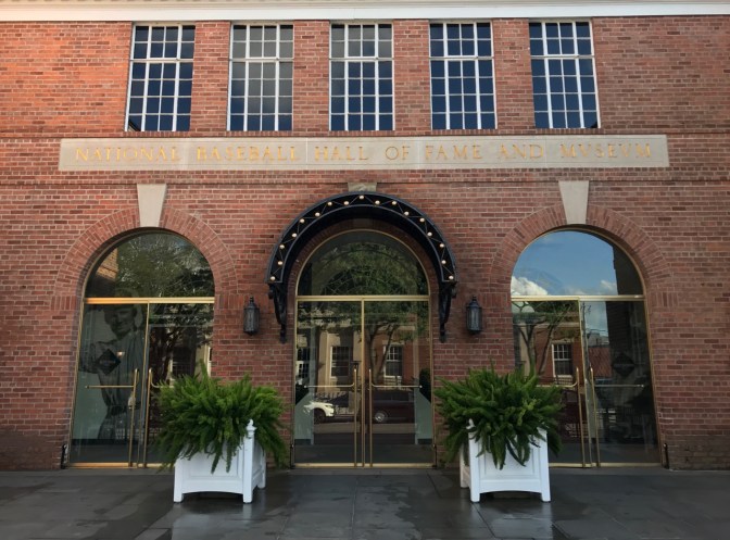 Exterior entrance to National Baseball Hall of Fame and Museum.