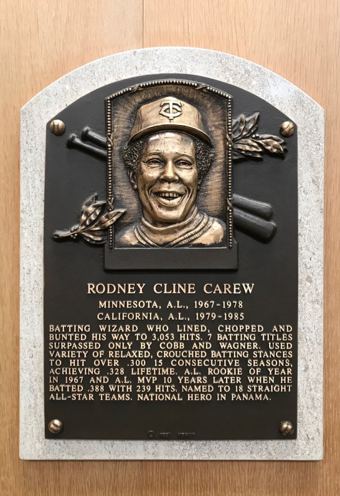 Plaque for Rodney Cline Carew Minnesota AL 1967-1978 California AL 1979