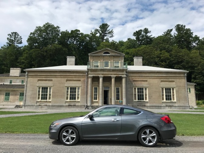 Exterior of Hyde Hall with 2012 Honda Accord in foreground.