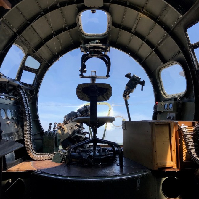 Bombardier's station on B-17 bomber.