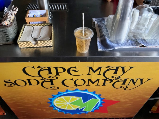 Cream soda on cart that says CAPE MAY SODA COMPANY.