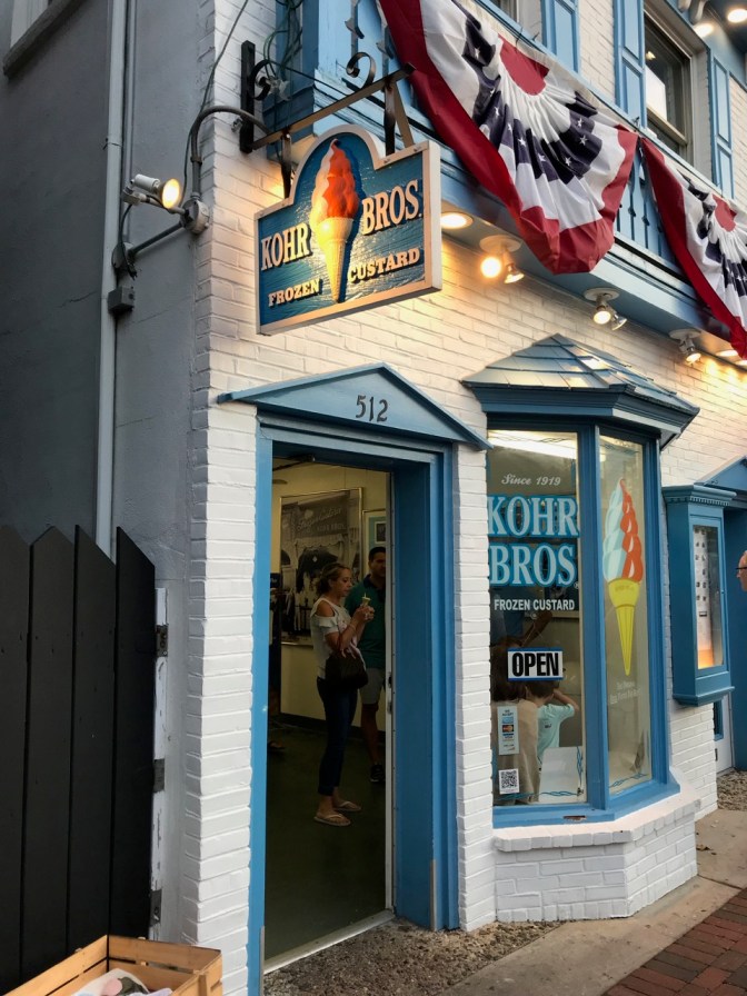 Exterior of Kohr Bros frozen custard shop.