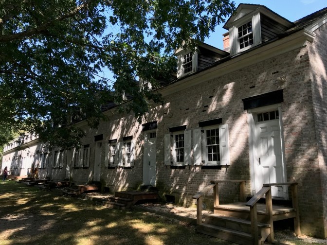 Exterior of row of buildings in Allaire Village.