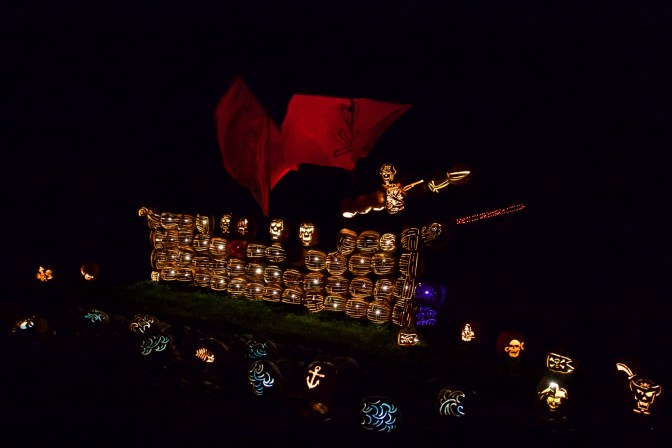 Pirate ship made of Pumpkins