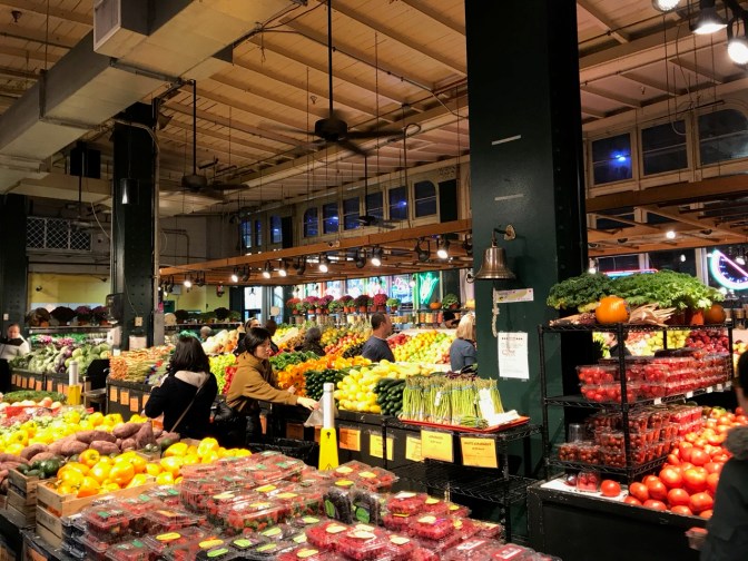 Fresh produce stand at market.