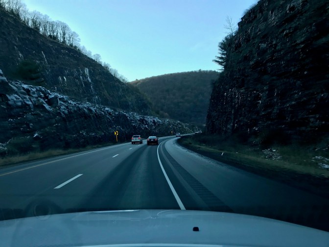 Road passing through hills of Pennsylvania.