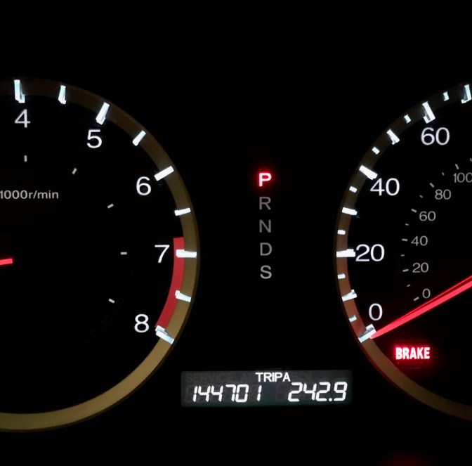 Car odometer reading 144701 TRIP A 242.9