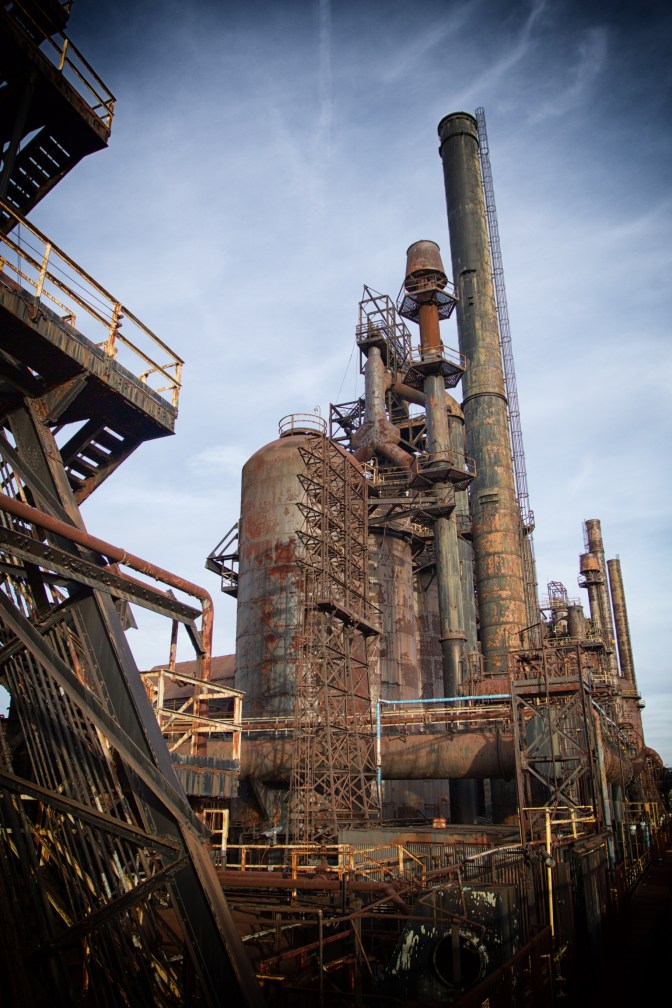 One of the blast furnaces of the steel mill.
