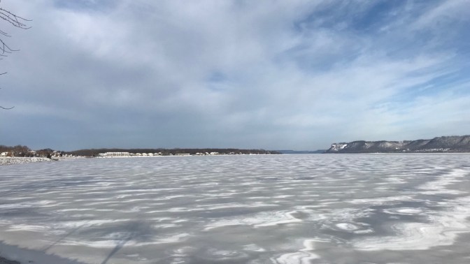 Lake Pepin, covered in ice.