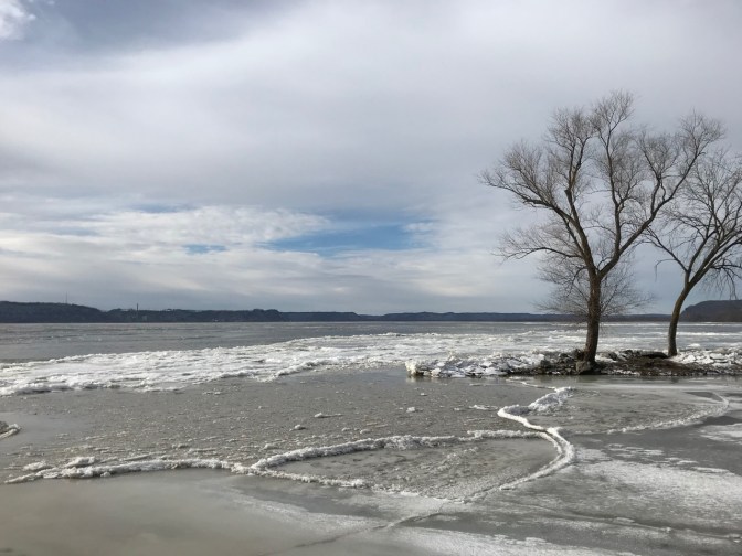 Frozen shores of Mississippi River.