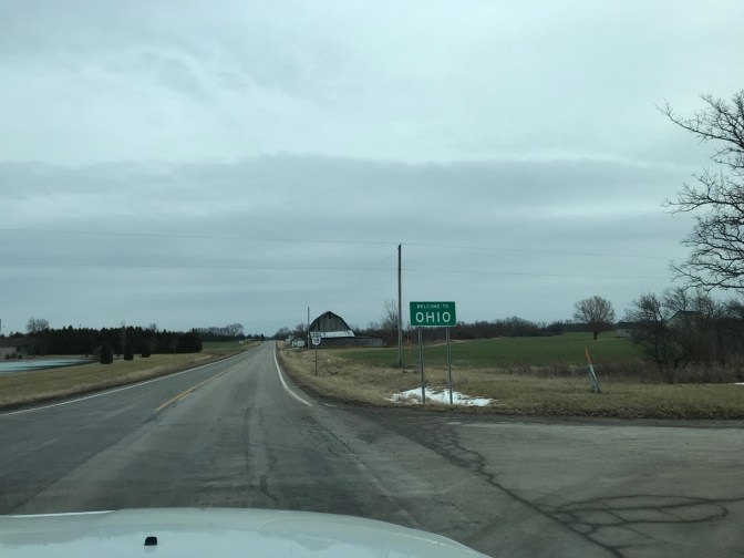 View of Route 8 with sign that says Ohio.