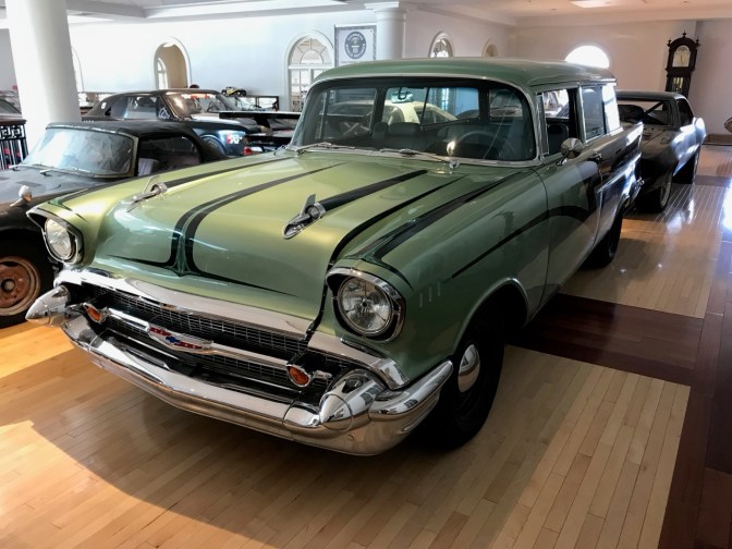 Silver Chevrolet wagon from the 1950s.