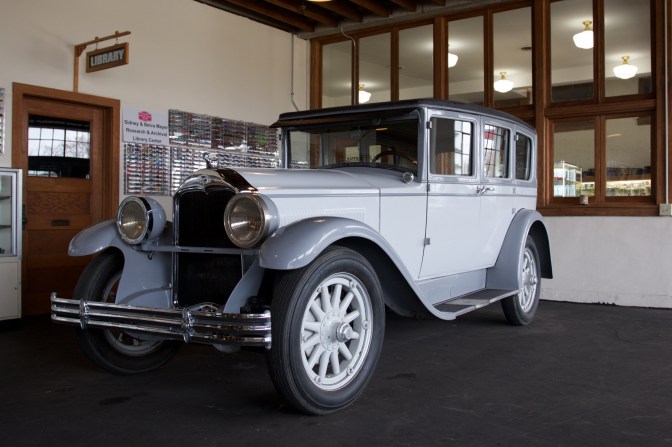 Light blue 1930's Buick.