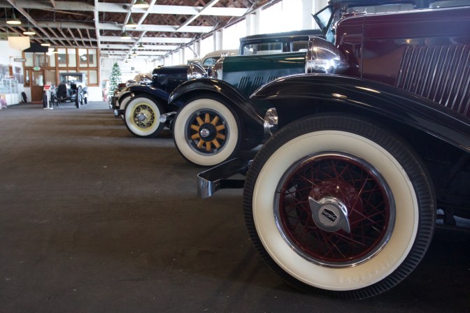Lineup of classic cars.