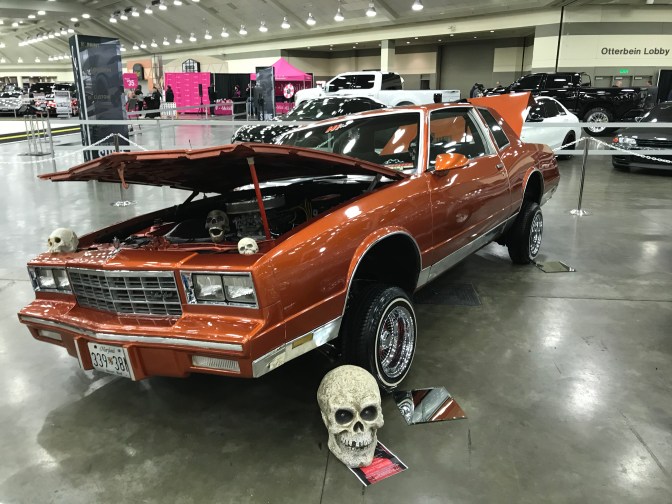 Chevrolet Monte Carlo on small tires, with hydraulics.