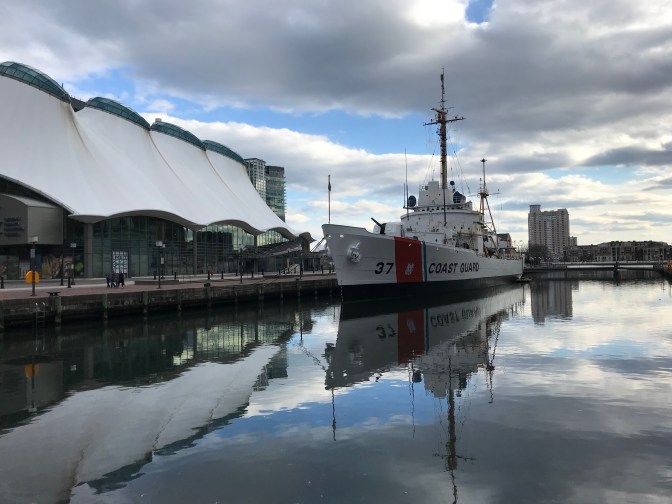 USCGC Taney, docked along pier.